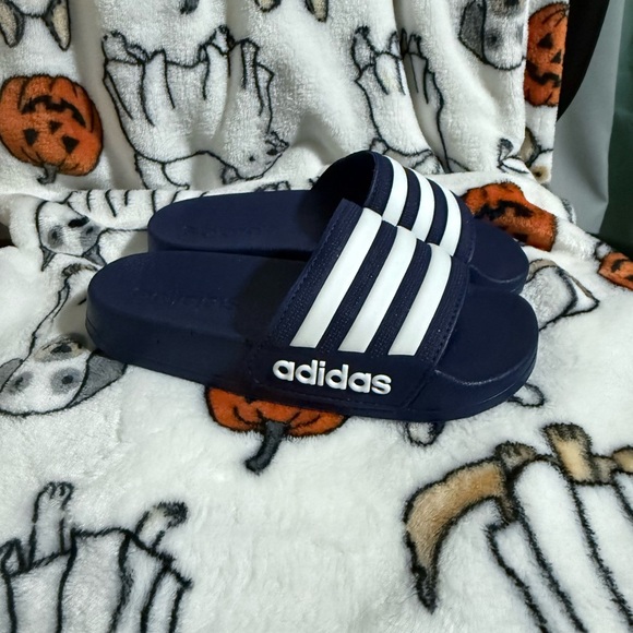 Adidas Navy and White Slides, Toddler Size 10K - Picture 1 of 4